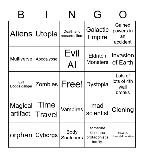 Dramaa Bingo Card