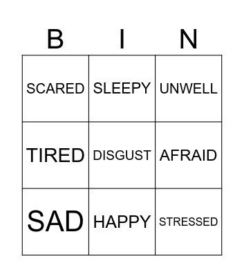 FEELINGS AND EMOTIONS Bingo Card