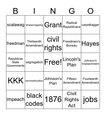 Rebuilding a Divided Nation Bingo Card