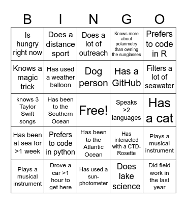 Human Bingo: Find someone who... Bingo Card