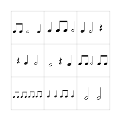 Rhythm Bingo #1 Bingo Card