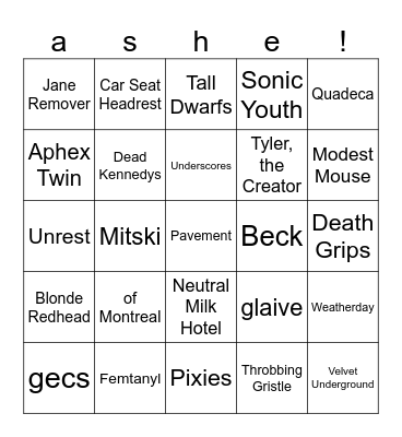 ashe goes music mode bingo Card