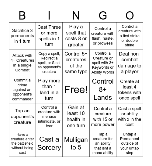 MTG Bingo 3/8/2024 Bingo Card