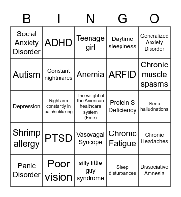 Medical Bingo Card