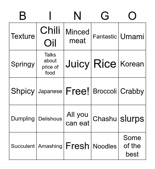 Mikey Chen bingo Card