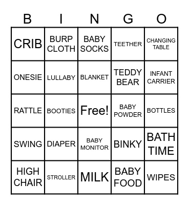 Baby Bingo Card