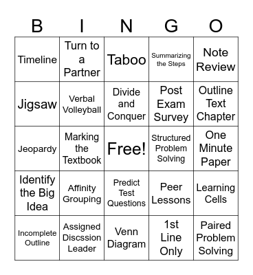 SI Strategy Bingo! Bingo Card