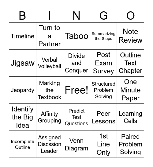 SI Strategy Bingo! Bingo Card