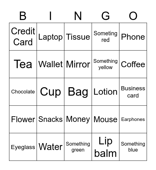 Social Event Bingo Card