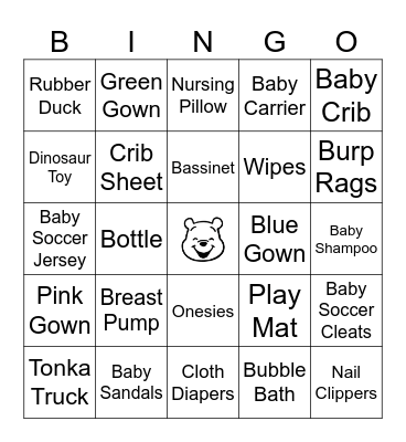 Baby Shower Gift Bingo Card