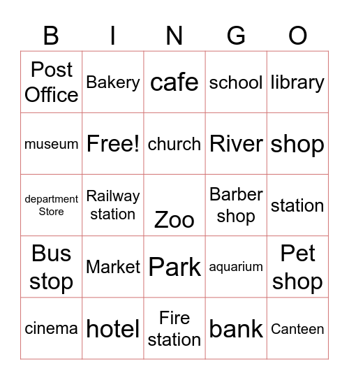 Place Bingo Card