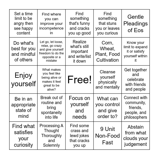 March Heartbreak Healing Bingo Card