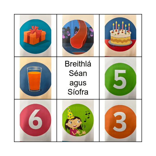 Breithlá Séan agus Síofra Bingo Card