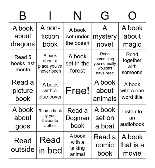 World Book Day Bingo Card
