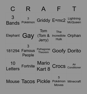 Infinite Craft Bingo Card