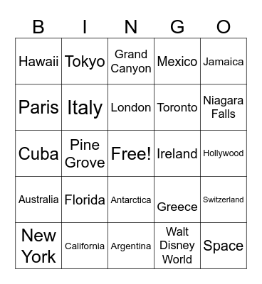 Oh the Places You'll BINGO Card