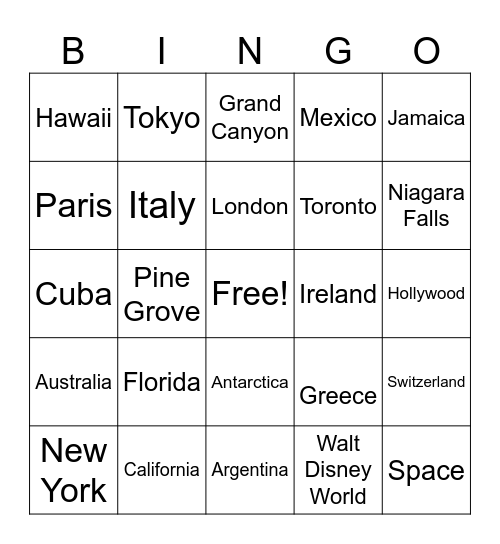 Oh the Places You'll BINGO Card