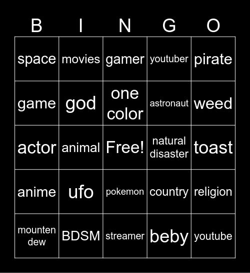 infinite bingo Card