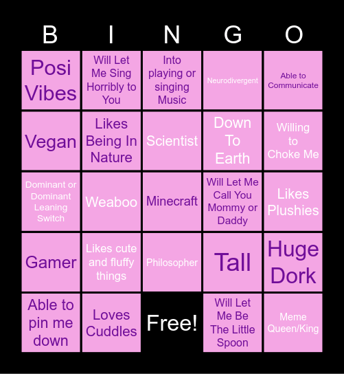 Are You My Type?? Bingo Card