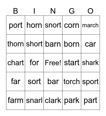 AR-OR Bingo Card