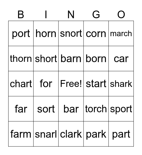 AR-OR Bingo Card