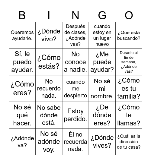 Amnesia - Sr. Wooly 2 Bingo Card