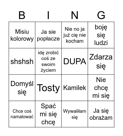 Emo Żul Julka Bingo Card