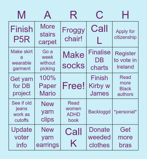 March Bingo Card