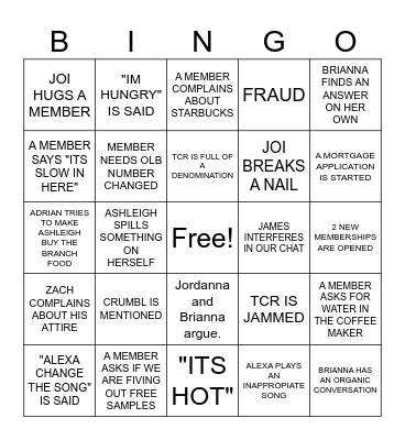 FRIDAY FUN Bingo Card