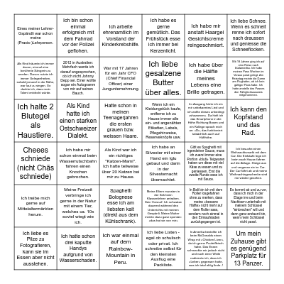 Fun Facts - Bingo Card