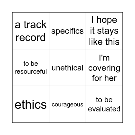 Mariana's review Bingo Card