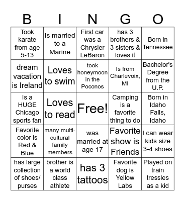 FIND SOMEONE WHO Bingo Card