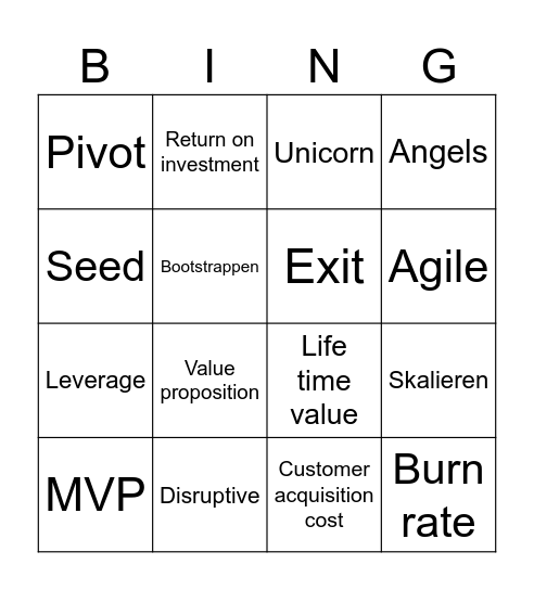 Startup-Bingo Card