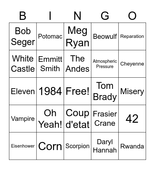 Trivia-Bruce Bingo Card