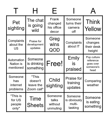 THEIAGEN Bingo Card