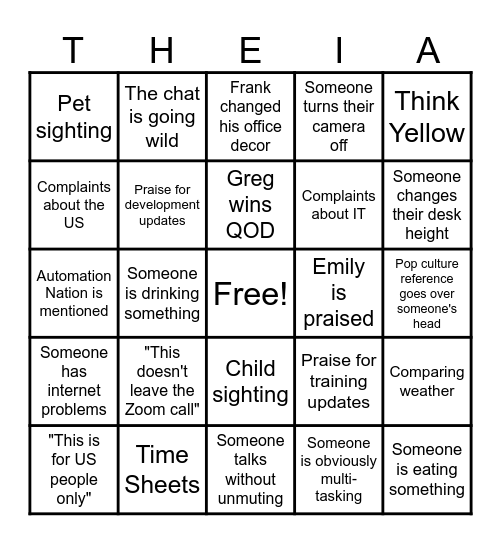 THEIAGEN Bingo Card