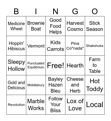 Flatbread Bingo! Bingo Card