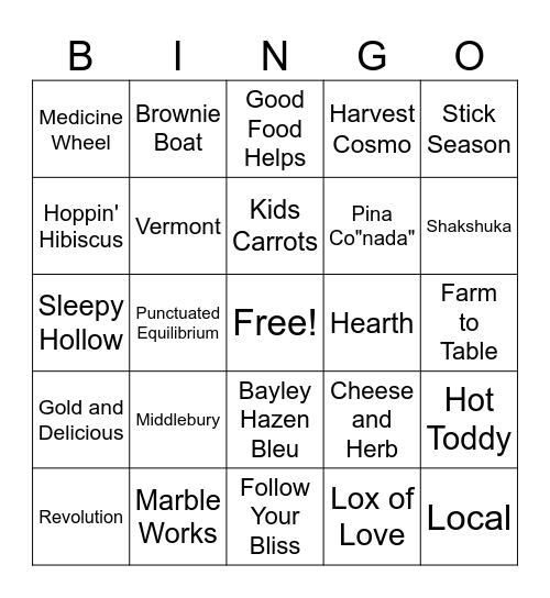 Flatbread Bingo! Bingo Card