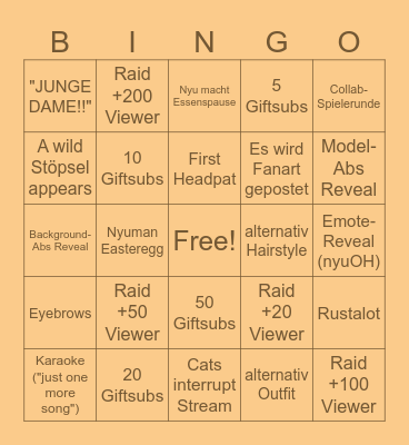 NyuMoons Debüt Bingo Card