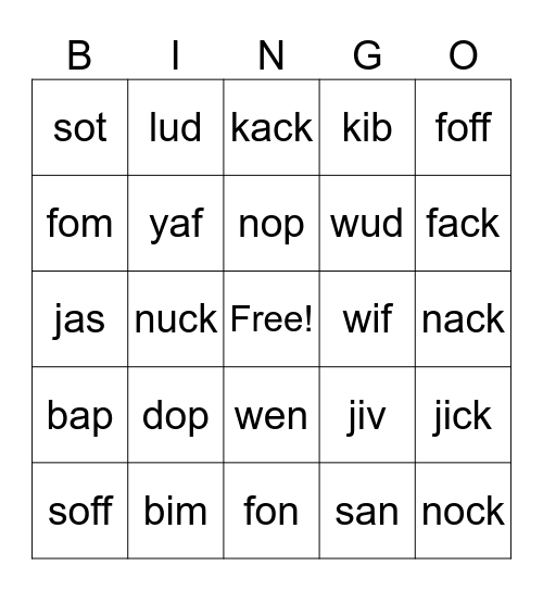 Meaningless Bingo Card