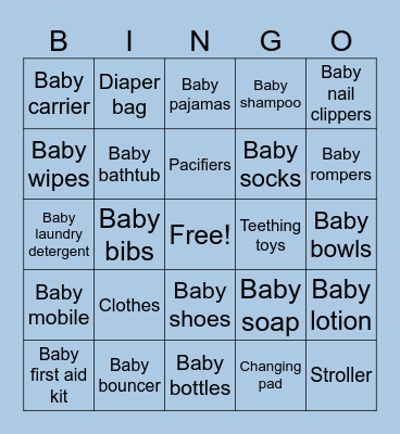 Baby bingo Card