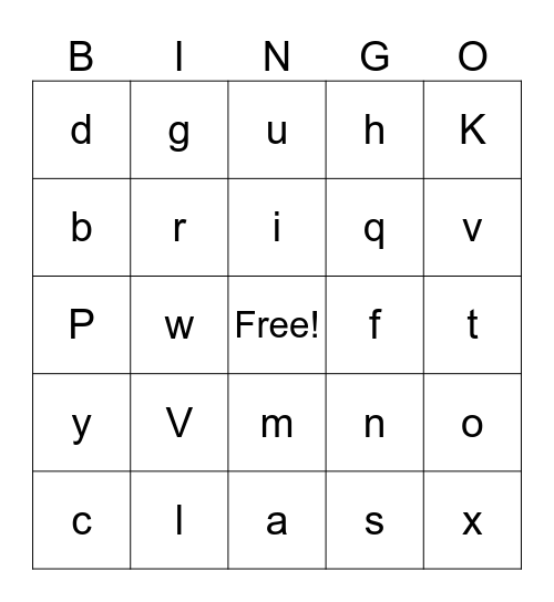 ABC Bingo Card