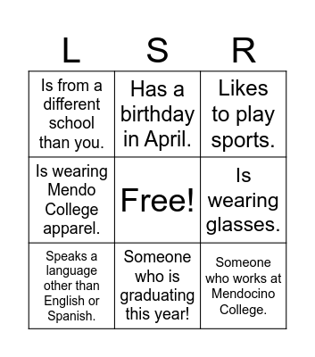 Latino Student Retreat Bingo! Bingo Card