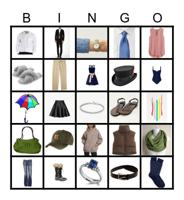 ropa Bingo Card
