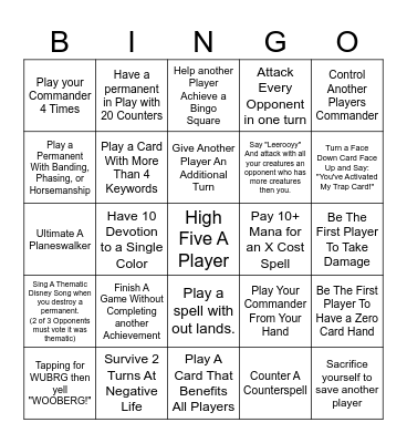 Command Fest #3 Bingo Card
