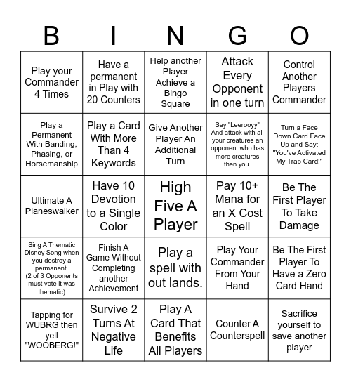 Command Fest #3 Bingo Card