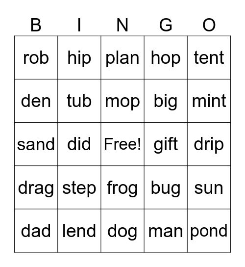 2nd Grade Phonics Bingo Card