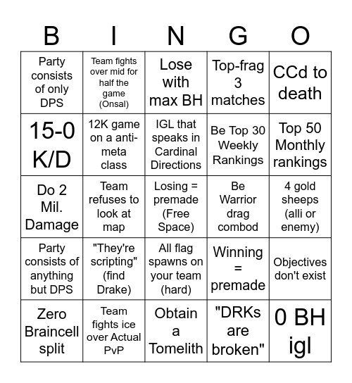 Frontline Bingo Card