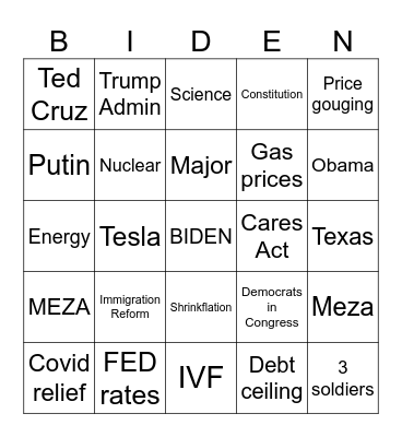 Biden Bingo Card