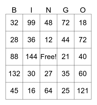 Review Test # 16 Bingo Card